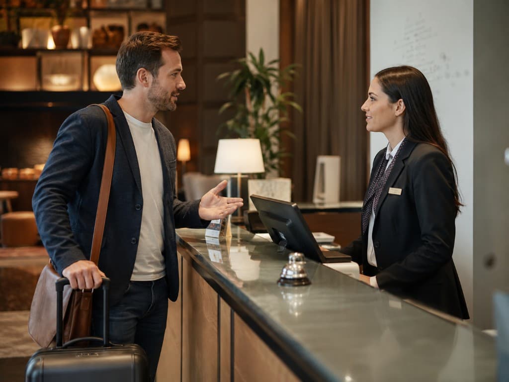 Recepce hotelu s hostem