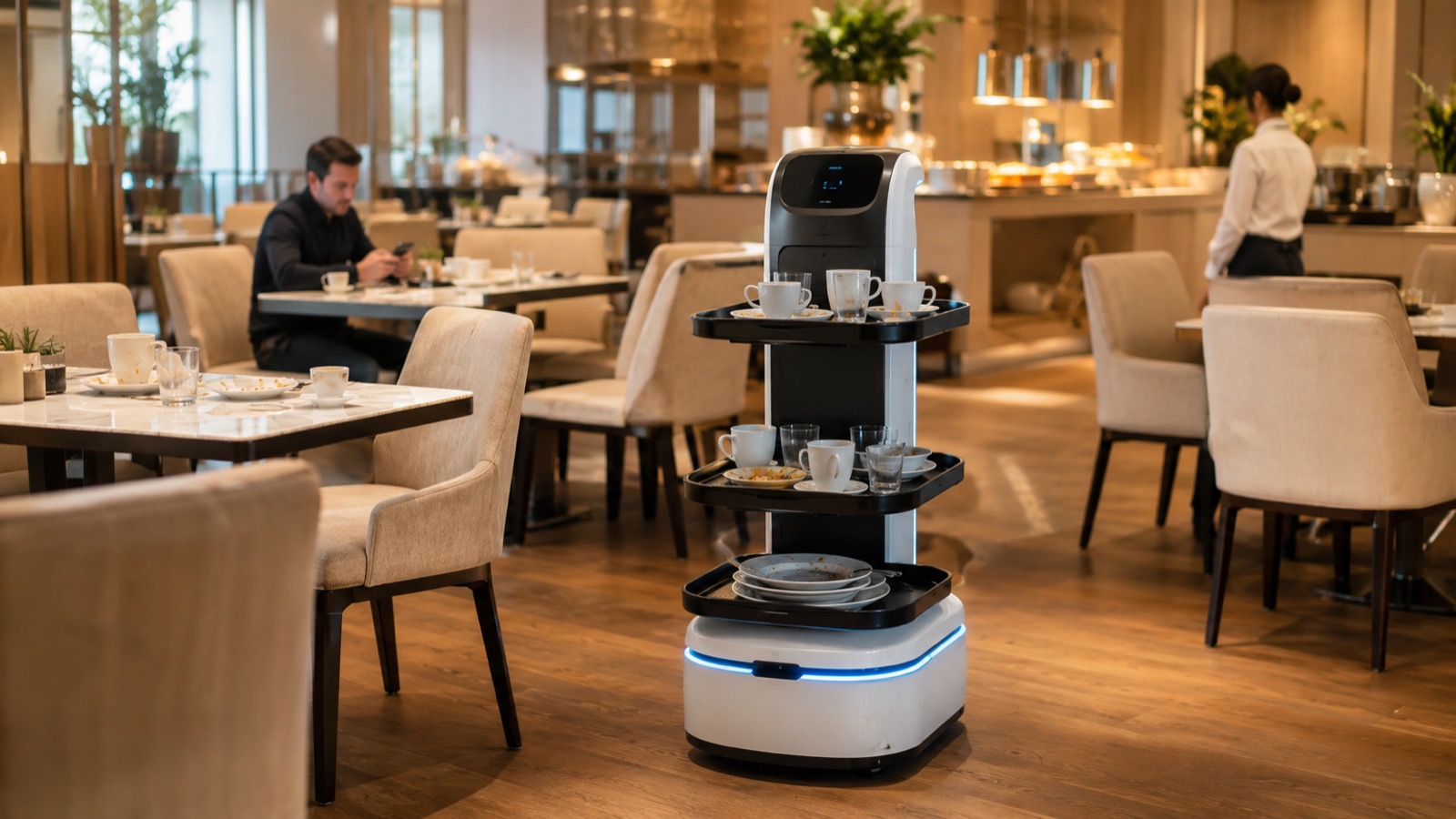 Robot in a hotel restaurant